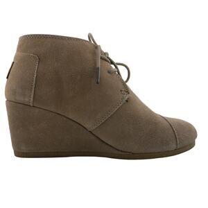 Toms Desert Tan Taupe‎ Suede Lace Up Women's Ankle Boots Wedge Booties Size 9